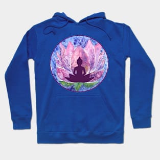 Meditating Buddha Watercolor Lotus Hoodie